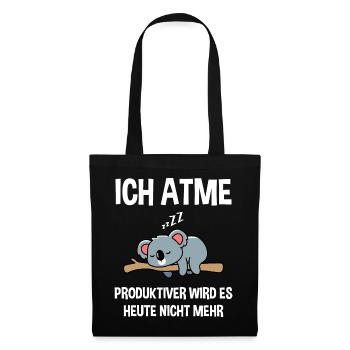 Ich atme produktiver wird es heute nicht mehr BärD - Stoffbeutel - Schwarz - Vorne