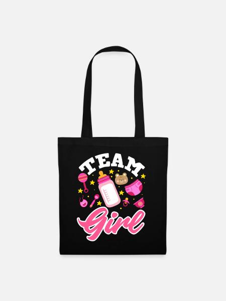 Team Girl Gender Reveal Baby Party - Stoffbeutel - Schwarz