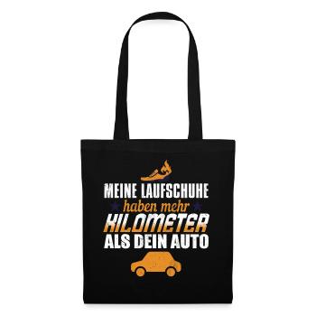 Meine Schuhe Haben Mehr Kilometer Als Dein Auto - Stoffbeutel - Schwarz - Vorne