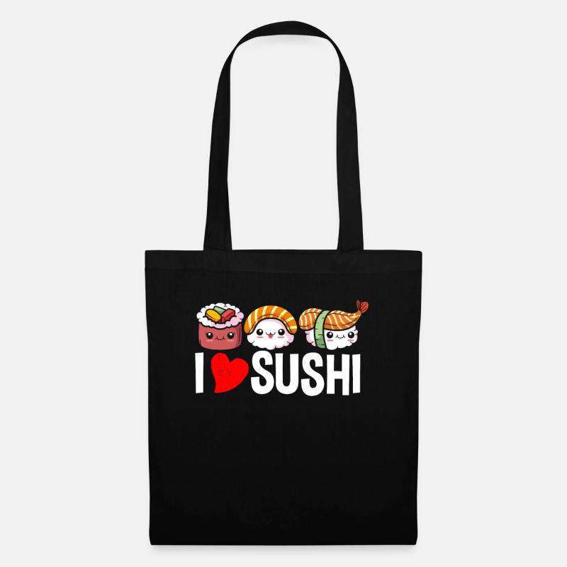 Sushi Herz Essen Fast Food - Stoffbeutel - Schwarz