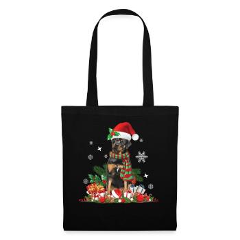 Rottweiler Noël - Sac en tissu - noir - Devant