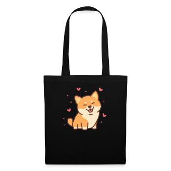 Netter Shiba Inu Cartoon Style - Stoffbeutel - Schwarz - Vorne
