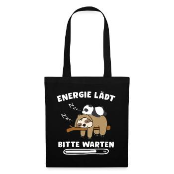 Energie lädt Faultier Pandabär Panda Chiller - Stoffbeutel - Schwarz - Vorne