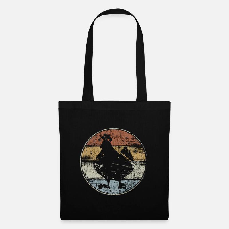 Huhn Hühner vintage - Stoffbeutel - Schwarz