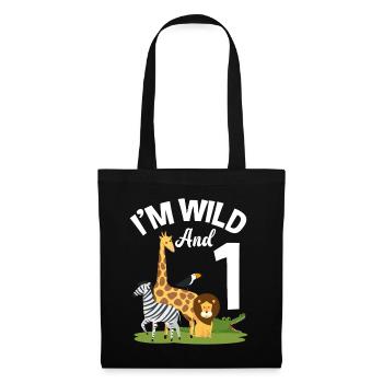 Chemise anniversaire 1er anniversaire jungle one - Sac en tissu - noir - Devant