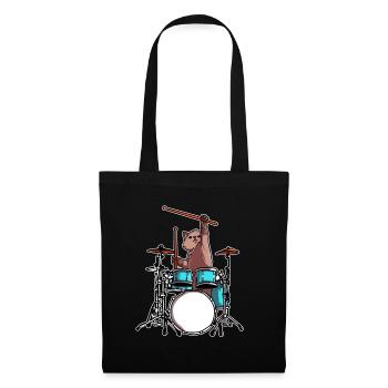 Drummer Katze spielt Schlaugzeug Musiker Geschenke - Stoffbeutel - Schwarz - Vorne