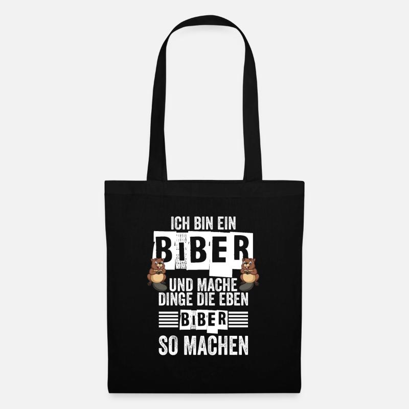 Biber Nagetier Biberliebhaber Geschenk - Stoffbeutel - Schwarz