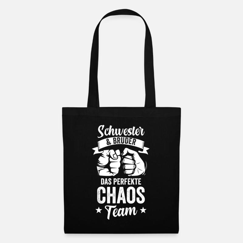 Schwester Und Bruder das perfekte Chaos Team Gesch - Stoffbeutel - Schwarz