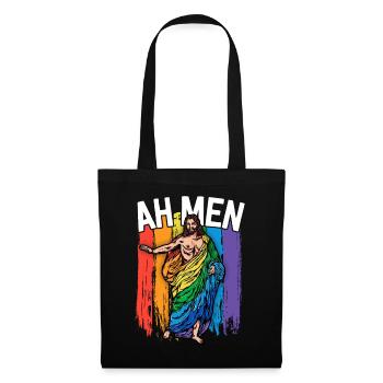 Ah Men Gay Jesus Shirt Funny LGBTQ Shirts Gifts - Tote Bag - black - Front