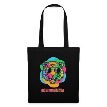 80's Vibes Retro Tiger 80s Vintage Party Cool - Tote Bag - black - Front