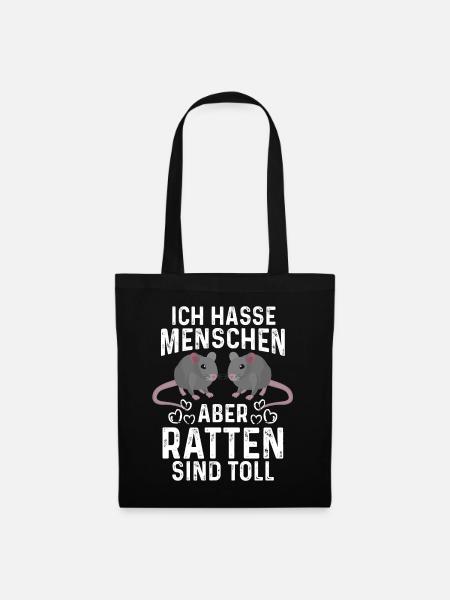 Ratte ich Hasse Menschen Rattenzüchter Geschenk - Stoffbeutel - Schwarz