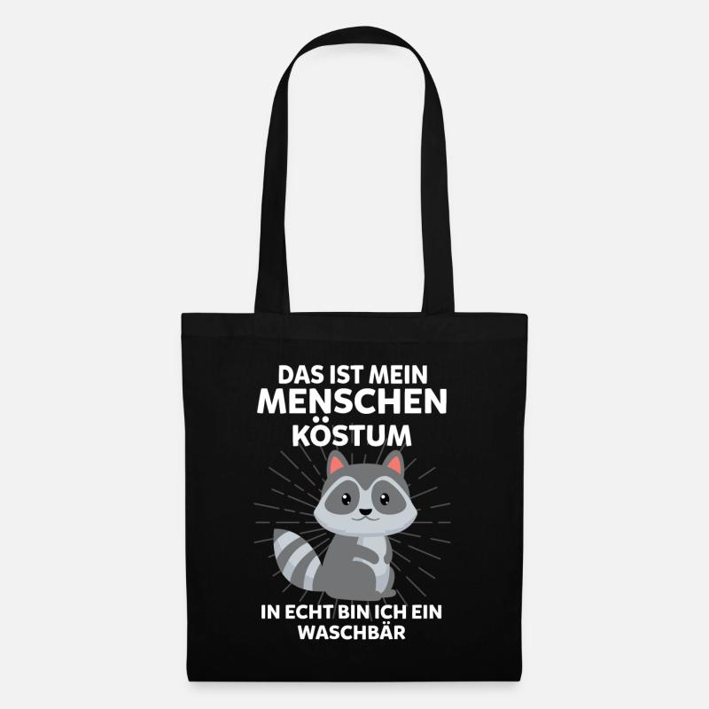 Waschbär Kostüm Raubtier Geschenk - Stoffbeutel - Schwarz
