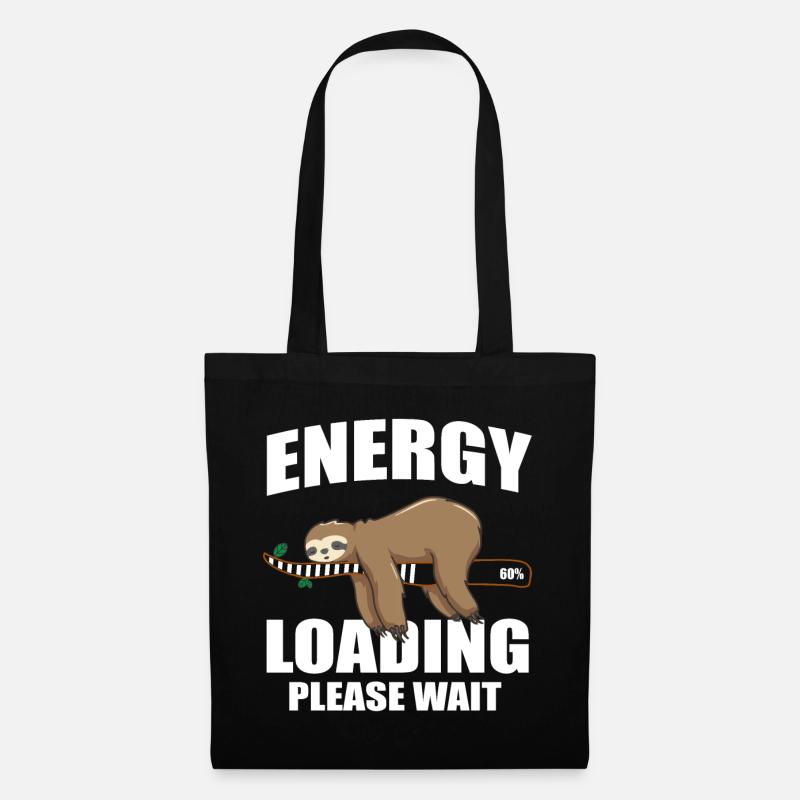 Energie lädt Faultier Sloth Chiller Geschenk - Stoffbeutel - Schwarz