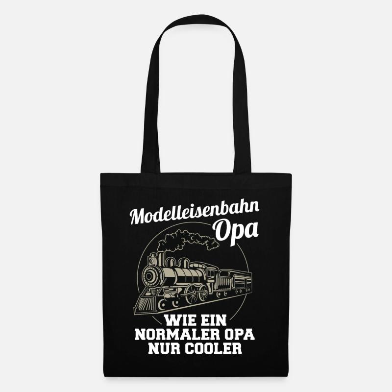 Modelleisenbahn Opa Spruch Großvater Geschenk - Stoffbeutel - Schwarz