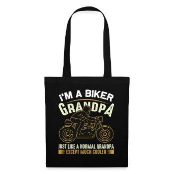Ich bin ein Biker Großvater - Motorrad Opa Humor - Stoffbeutel - Schwarz - Vorne
