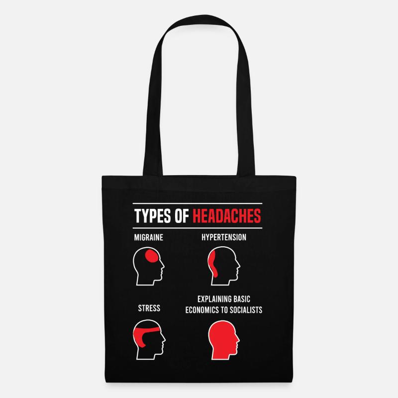 Types of headaches - basic economics lustig Spruch - Stoffbeutel - Schwarz