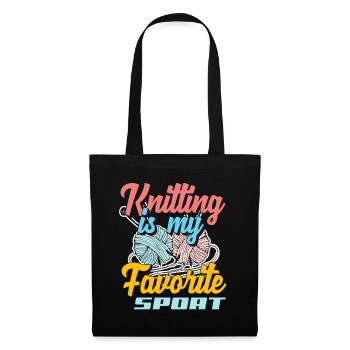 Stricken Lieblingssport Hobby Geschenkidee - Stoffbeutel - Schwarz - Vorne