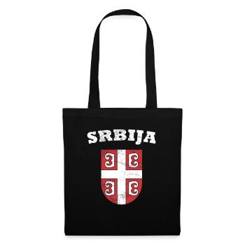 Serbien Wappen - Stoffbeutel - Schwarz - Vorne
