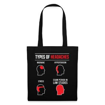 Étudiants en droit types de maux de tête dictons drôles - Sac en tissu - noir - Devant