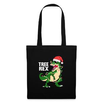 Tree Rex Weihnachten Xmas Dinosaurier Kostüm - Stoffbeutel - Schwarz - Vorne