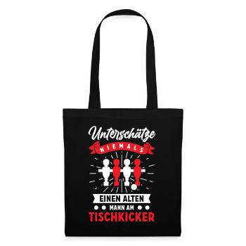 Tischkicker Tischfußball Geschenk - Stoffbeutel - Schwarz - Vorne