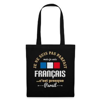 Je ne suis pas parfait mais je suis français - Sac en tissu - noir - Devant