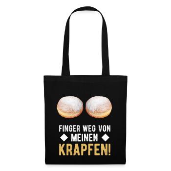 Finger weg von meinen Krapfen Faschingskrapfen - Stoffbeutel - Schwarz - Vorne