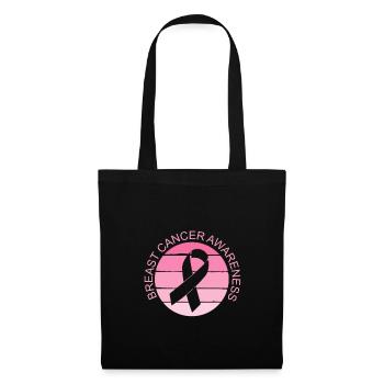 Ruban rose pour la sensibilisation au cancer du sein - Sac en tissu - noir - Devant