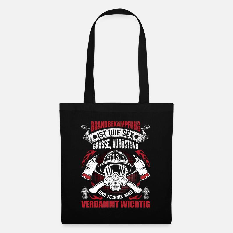 Freiwillige Feuerwehr Feuerwehrmann 112 Geschenk - Stoffbeutel - Schwarz