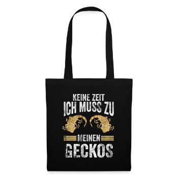Gecko Terraristik Echse Salamander Geschenk - Stoffbeutel - Schwarz - Vorne