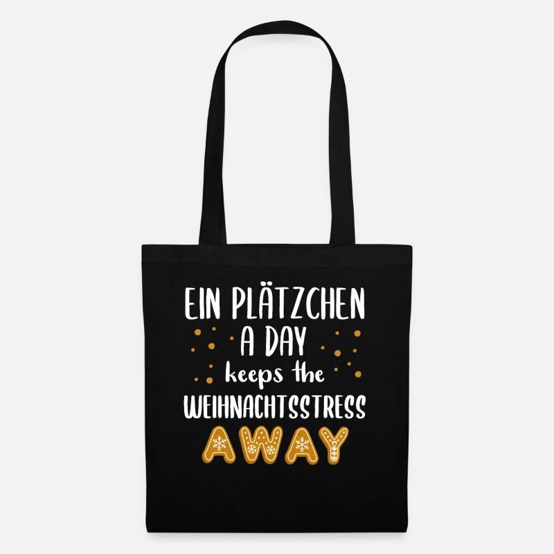 Plätzchen Spruch Lustig Weihnachten Geschenk - Stoffbeutel - Schwarz