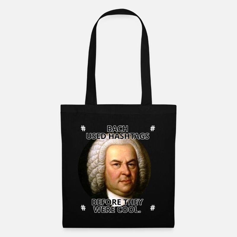 Johann Sebastian Bach Hashtags Spruch Musiklehrer - Stoffbeutel - Schwarz