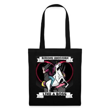 Einhorn Metal Reiten Geschenkidee Boss - Stoffbeutel - Schwarz - Vorne