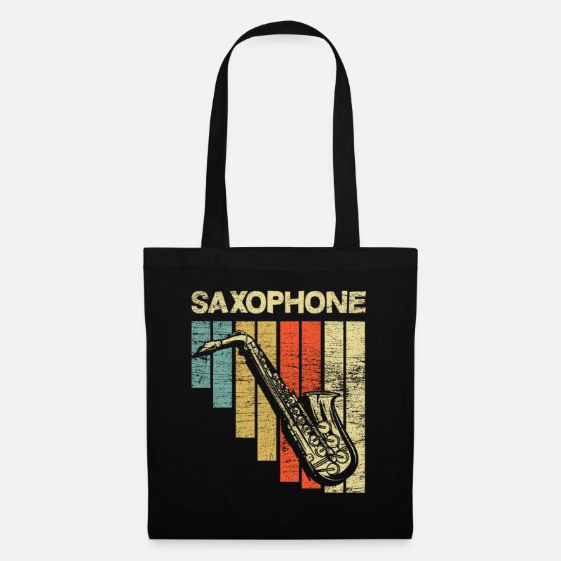 Saxophon Retro - Stoffbeutel - Schwarz