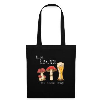 Pils Bier Kleine Pilzkunde Pilze sammeln - Stoffbeutel - Schwarz - Vorne