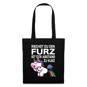 Einhorn Furz furzen Meme pupsen Einhorn Spaß Gag - Stoffbeutel - Schwarz - Vorne