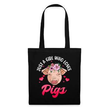 Schwein Geschenk Frauen Schweinegeschenk Mädchen - Stoffbeutel - Schwarz - Vorne