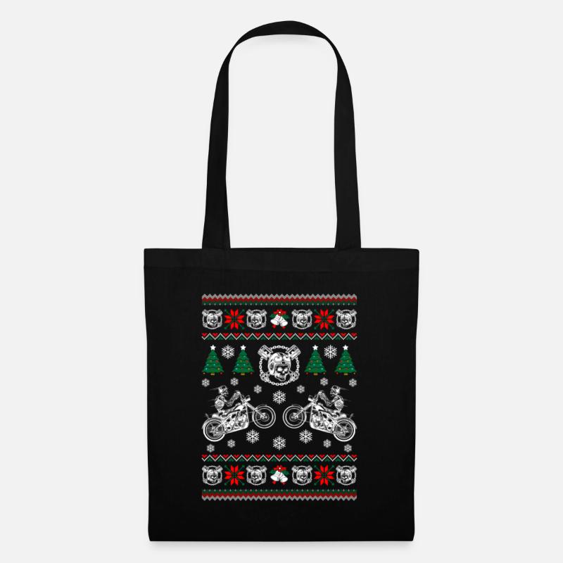 Biker Ugly Christmas - Stoffbeutel - Schwarz