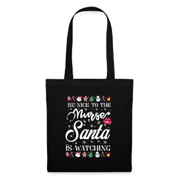 Noël soit gentil avec l'infirmière que le père Noël regarde - Sac en tissu - noir - Devant