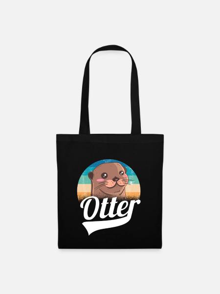 Otter Niedlich Tier Geschenk - Stoffbeutel - Schwarz