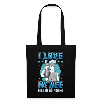 Angler Saint Valentin drôle disant cadeau femme - Sac en tissu - noir - Devant