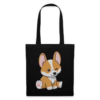 Süßer Corgi Hund Geschenk Frauen Hundeshirt Corgi - Stoffbeutel - Schwarz - Vorne