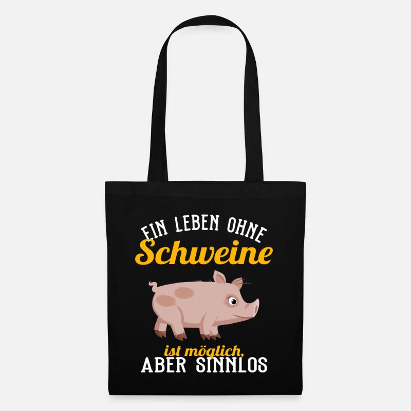 Schwein - Ein Leben ohne Schweine - Stoffbeutel - Schwarz