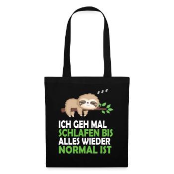 Faultier Schlafanzug Nachthemd Schlafshirt Pyjama - Stoffbeutel - Schwarz - Vorne