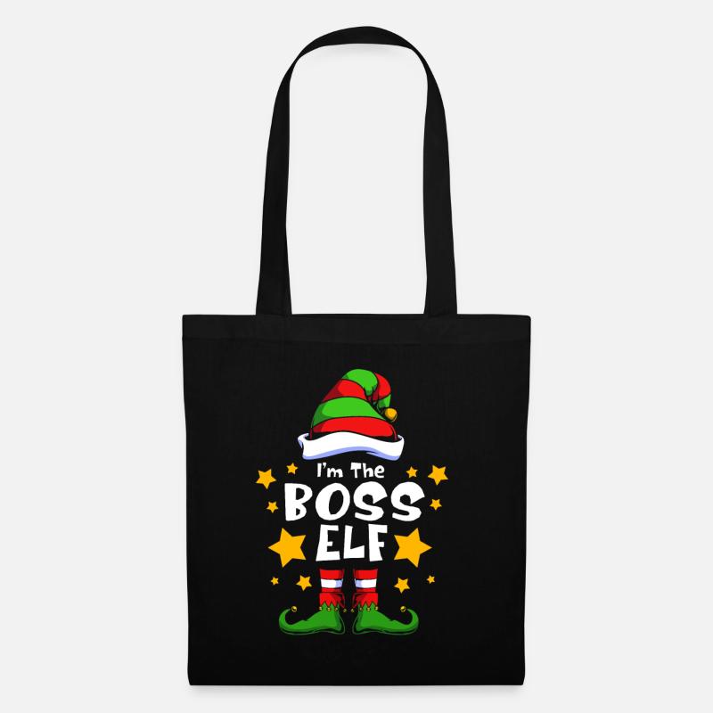 Elfe Elf Weihnachtsgeschenk Boss - Stoffbeutel - Schwarz