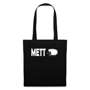 Mett Igel Mettigel Mettbrötchen Metzger Shirt - Stoffbeutel - Schwarz - Vorne