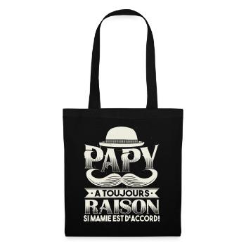 Papy Cadeau Humour Papou Humour - Sac en tissu - noir - Devant