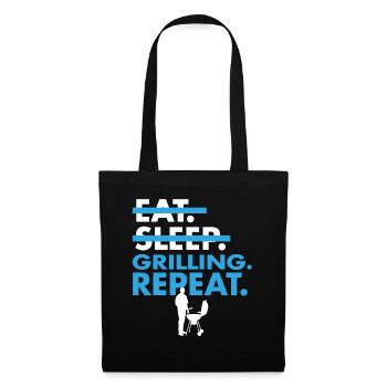 Unique Eat Sleep Grilling Repeat T Shirt - Tote Bag - black - Front