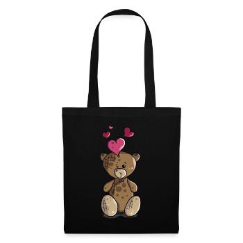 Teddy bear with heart teddy bear motif - Tote Bag - black - Front