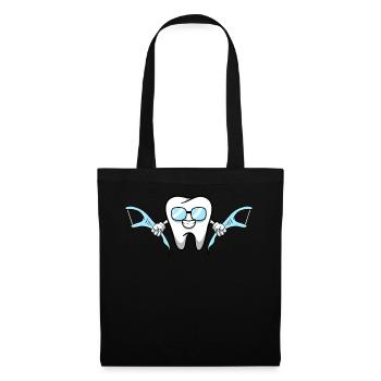 Costume paresseux de soie dentaire de dessin animé souriant - Sac en tissu - noir - Devant